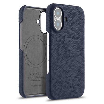 melkco Litchi Texture Magnetic Half Coverage Genuine Leather Phone Case, For iPhone 17, For iPhone Air, For iPhone 16 Pro Max