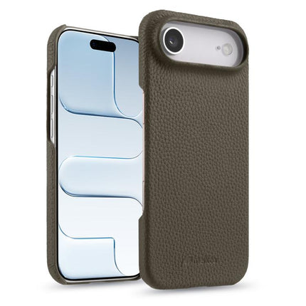 melkco Litchi Texture Magnetic Half Coverage Genuine Leather Phone Case, For iPhone 17, For iPhone Air, For iPhone 16 Pro Max