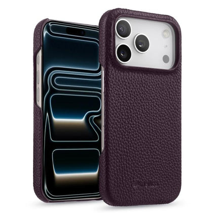 melkco Litchi Texture Magnetic Half Coverage Genuine Leather Phone Case, For iPhone 17e / 16e, For iPhone 17 Pro Max, For iPhone 17 Pro
