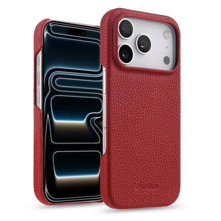melkco Litchi Texture Magnetic Half Coverage Genuine Leather Phone Case, For iPhone 17e / 16e, For iPhone 17 Pro Max, For iPhone 17 Pro
