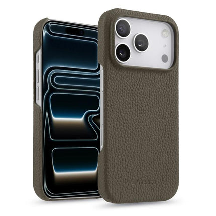 melkco Litchi Texture Magnetic Half Coverage Genuine Leather Phone Case, For iPhone 17e / 16e, For iPhone 17 Pro Max, For iPhone 17 Pro