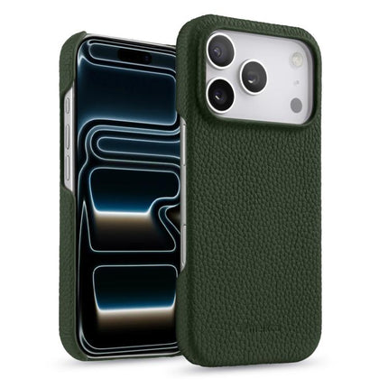 melkco Litchi Texture Magnetic Half Coverage Genuine Leather Phone Case, For iPhone 17e / 16e, For iPhone 17 Pro Max, For iPhone 17 Pro