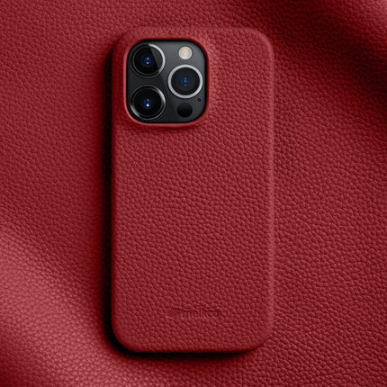 melkco Litchi Texture Magnetic Half Coverage Genuine Leather Phone Case, For iPhone 14 Pro, For iPhone 14 Pro Max