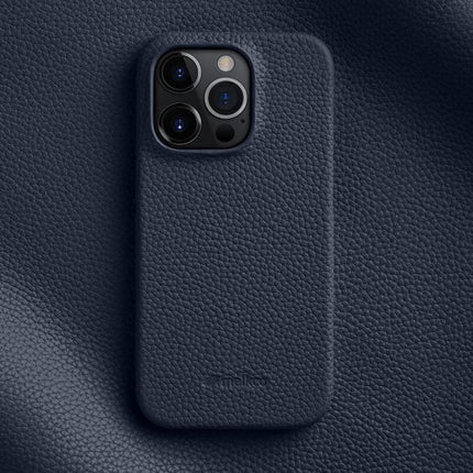 melkco Litchi Texture Magnetic Half Coverage Genuine Leather Phone Case, For iPhone 14 Pro, For iPhone 14 Pro Max