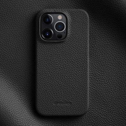 melkco Litchi Texture Magnetic Half Coverage Genuine Leather Phone Case, For iPhone 15 Pro, For iPhone 15, For iPhone 14