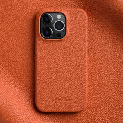 melkco Litchi Texture Magnetic Half Coverage Genuine Leather Phone Case, For iPhone 16 Pro, For iPhone 16, For iPhone 15 Pro Max