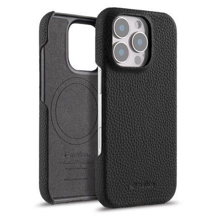 melkco Litchi Texture Magnetic Half Coverage Genuine Leather Phone Case, For iPhone 17, For iPhone Air, For iPhone 16 Pro Max