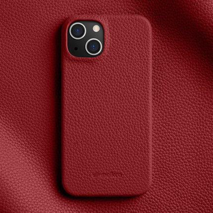 melkco Litchi Texture Magnetic Half Coverage Genuine Leather Phone Case, For iPhone 15 Pro, For iPhone 15, For iPhone 14