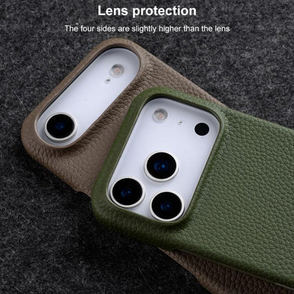 melkco Litchi Texture Magnetic Half Coverage Genuine Leather Phone Case, For iPhone 14 Pro, For iPhone 14 Pro Max