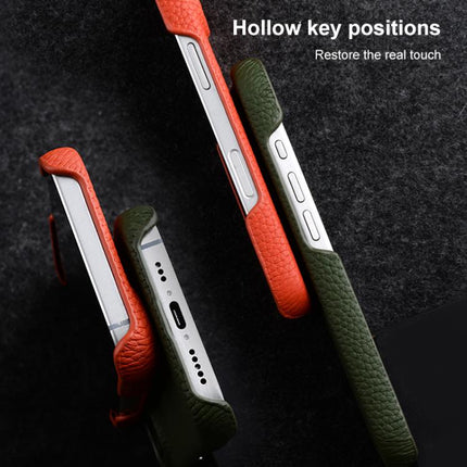 melkco Litchi Texture Magnetic Half Coverage Genuine Leather Phone Case, For iPhone 16 Pro, For iPhone 16, For iPhone 15 Pro Max