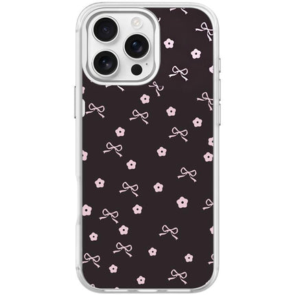 Bow Flower Pattern Magnetic Phone Case, For iPhone 16 Pro Max, For iPhone 16 Pro, For iPhone 16 Plus, For iPhone 16