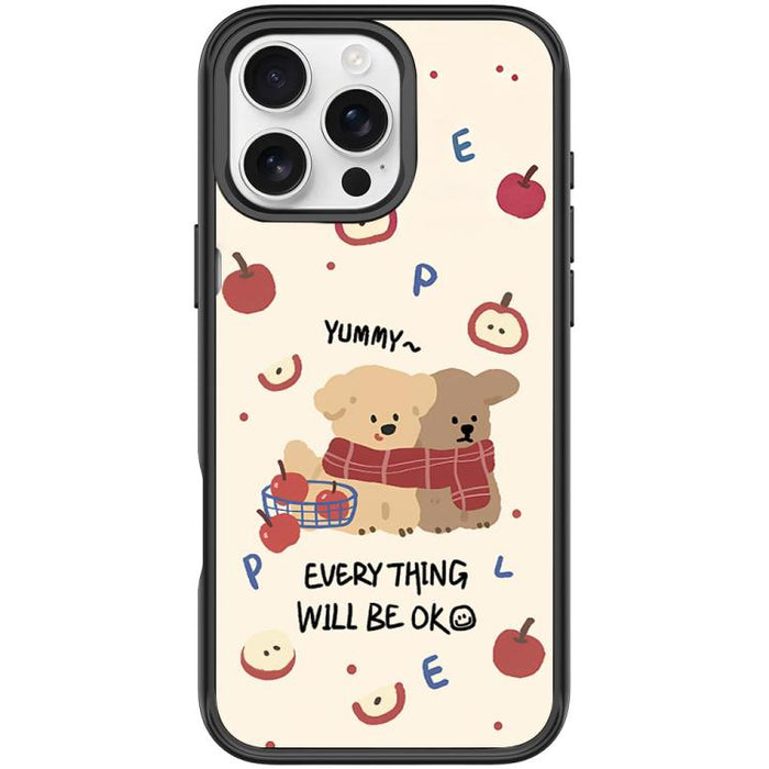 Apple Dog Pattern Magnetic Phone Case, For iPhone 16 Pro Max, For iPhone 16 Pro, For iPhone 16 Plus, For iPhone 16