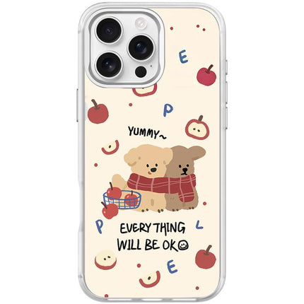 Apple Dog Pattern Magnetic Phone Case, For iPhone 16 Pro Max, For iPhone 16 Pro, For iPhone 16 Plus, For iPhone 16