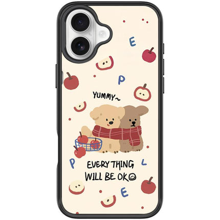 Apple Dog Pattern Magnetic Phone Case, For iPhone 16 Pro Max, For iPhone 16 Pro, For iPhone 16 Plus, For iPhone 16