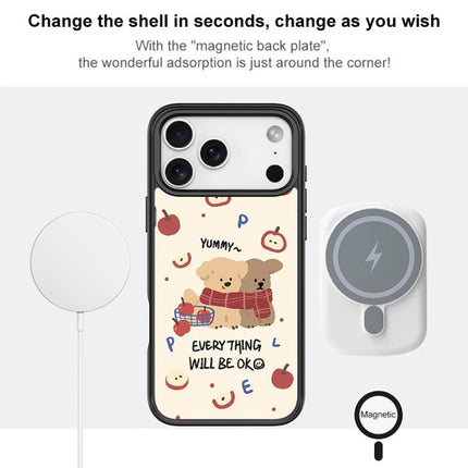 Apple Dog Pattern Magnetic Phone Case, For iPhone 17 Pro Max, For iPhone 17 Pro, For iPhone 17, For iPhone Air