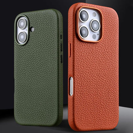 melkco Litchi Texture Magnetic Full Coverage Genuine Leather Phone Case, For iPhone 16 Pro Max, For iPhone 16 Pro, For iPhone 16 Plus