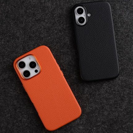 melkco Litchi Texture Magnetic Full Coverage Genuine Leather Phone Case, For iPhone 16 Pro Max, For iPhone 16 Pro, For iPhone 16 Plus