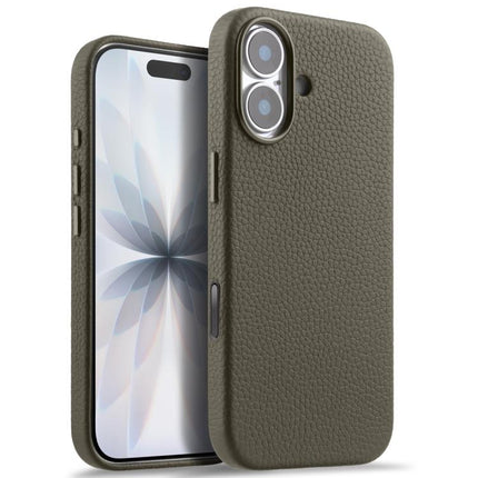 melkco Litchi Texture Magnetic Full Coverage Genuine Leather Phone Case with AI Button, For iPhone 17, For iPhone Air