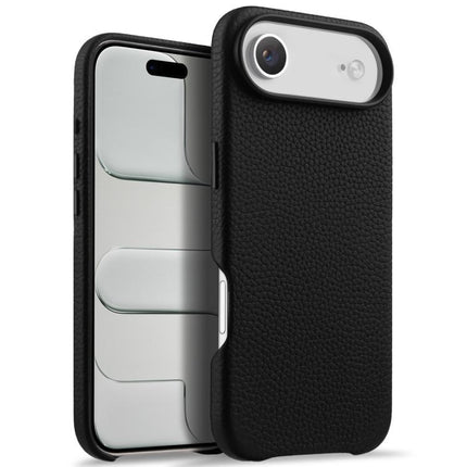 melkco Litchi Texture Magnetic Full Coverage Genuine Leather Phone Case with AI Button, For iPhone 17, For iPhone Air