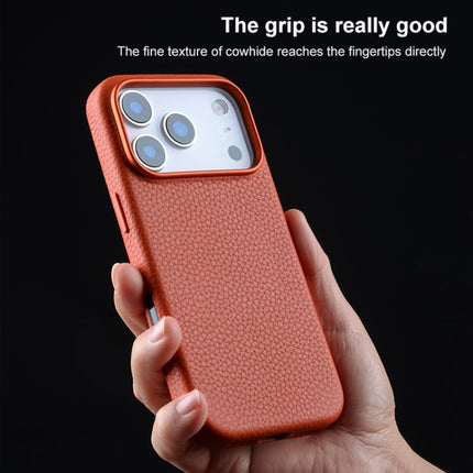 melkco Litchi Texture Magnetic Full Coverage Genuine Leather Phone Case with AI Button, For iPhone 17 Pro Max, For iPhone 17 Pro
