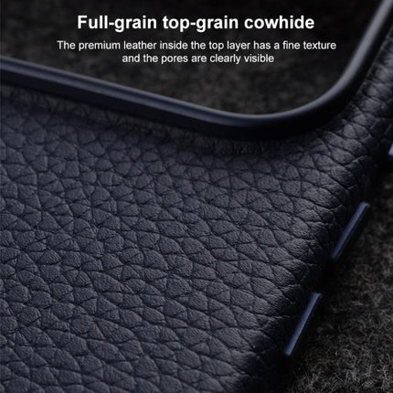 melkco Litchi Texture Magnetic Full Coverage Genuine Leather Phone Case with AI Button, For iPhone 17 Pro Max, For iPhone 17 Pro