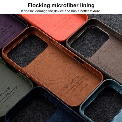 melkco Litchi Texture Magnetic Full Coverage Genuine Leather Phone Case with AI Button, For iPhone 17 Pro Max, For iPhone 17 Pro