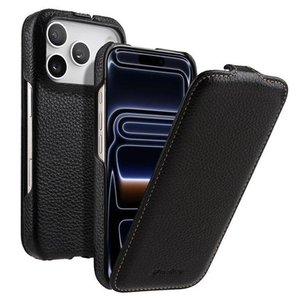 melkco Litchi Texture Vertical Flip Magnetic Genuine Leather Phone Case, For iPhone 17 Pro Max, For iPhone 17 Pro, For iPhone 17, For iPhone Air