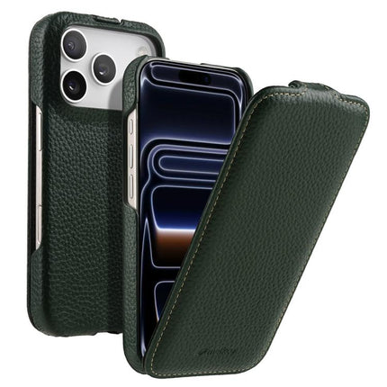 melkco Litchi Texture Vertical Flip Magnetic Genuine Leather Phone Case, For iPhone 17 Pro Max, For iPhone 17 Pro, For iPhone 17, For iPhone Air