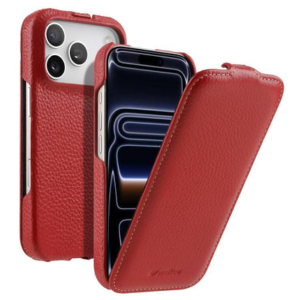 melkco Litchi Texture Vertical Flip Magnetic Genuine Leather Phone Case, For iPhone 17 Pro Max, For iPhone 17 Pro, For iPhone 17, For iPhone Air