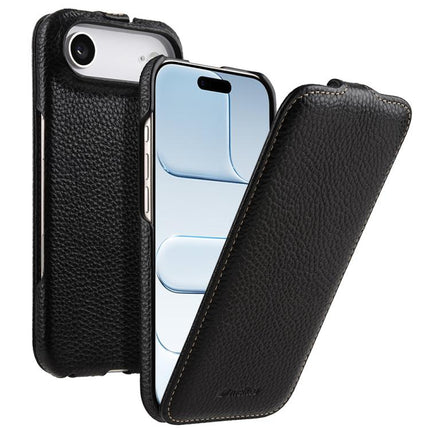 melkco Litchi Texture Vertical Flip Magnetic Genuine Leather Phone Case, For iPhone 17 Pro Max, For iPhone 17 Pro, For iPhone 17, For iPhone Air