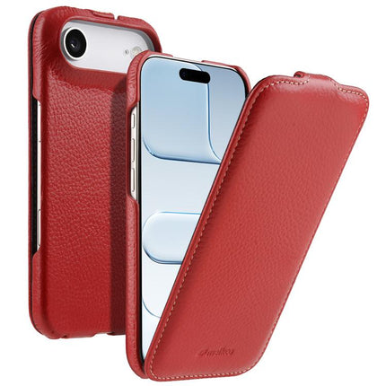 melkco Litchi Texture Vertical Flip Magnetic Genuine Leather Phone Case, For iPhone 17 Pro Max, For iPhone 17 Pro, For iPhone 17, For iPhone Air