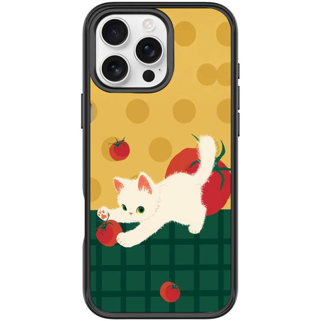 Tomato Cat Pattern Magnetic Phone Case, For iPhone 16 Pro Max, For iPhone 16 Pro, For iPhone 16 Plus, For iPhone 16