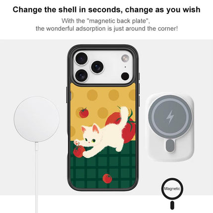 Tomato Cat Pattern Magnetic Phone Case, For iPhone 17 Pro Max, For iPhone 17 Pro, For iPhone 17, For iPhone Air
