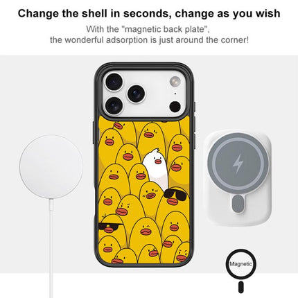 Yellow Duck Pattern Magnetic Phone Case, For iPhone 16 Pro Max, For iPhone 16 Pro, For iPhone 16 Plus, For iPhone 16