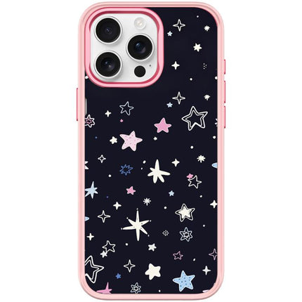 Black Background Colorful Stars Pattern Magnetic Phone Case, For iPhone 15 Pro Max, For iPhone 15 Pro