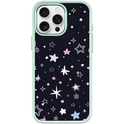 Black Background Colorful Stars Pattern Magnetic Phone Case, For iPhone 15 Pro Max, For iPhone 15 Pro