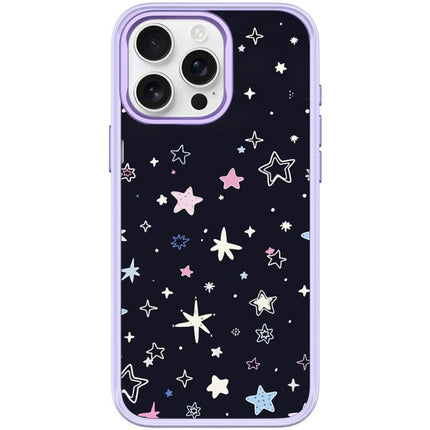 Black Background Colorful Stars Pattern Magnetic Phone Case, For iPhone 15 Pro Max, For iPhone 15 Pro