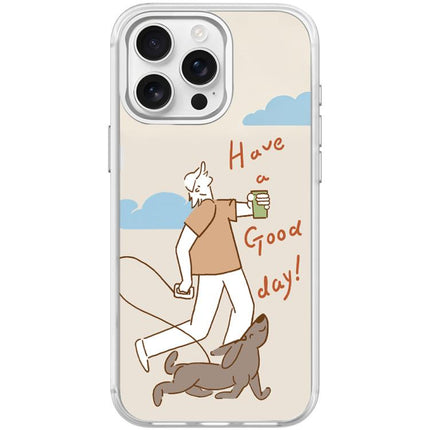 Walking Dog Pattern Magnetic Phone Case, For iPhone 15 Pro Max, For iPhone 15 Pro
