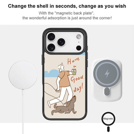 Walking Dog Pattern Magnetic Phone Case, For iPhone 15 Pro Max, For iPhone 15 Pro