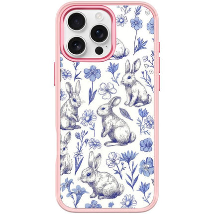 Adorable Sketch Rabbit Pattern Magnetic Phone Case, For iPhone 16 Pro Max, For iPhone 16 Pro, For iPhone 16 Plus, For iPhone 16