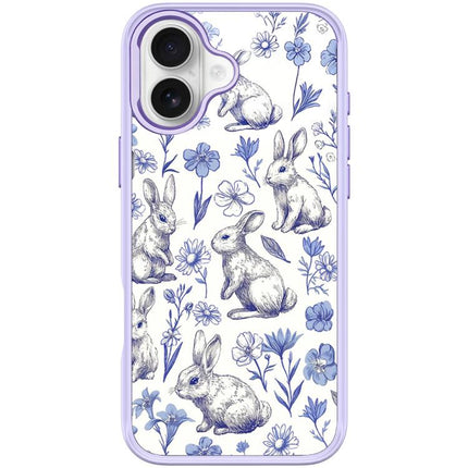 Adorable Sketch Rabbit Pattern Magnetic Phone Case, For iPhone 16 Pro Max, For iPhone 16 Pro, For iPhone 16 Plus, For iPhone 16