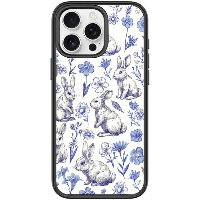 Adorable Sketch Rabbit Pattern Magnetic Phone Case, For iPhone 15 Pro Max, For iPhone 15 Pro