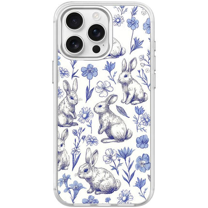 Adorable Sketch Rabbit Pattern Magnetic Phone Case, For iPhone 15 Pro Max, For iPhone 15 Pro