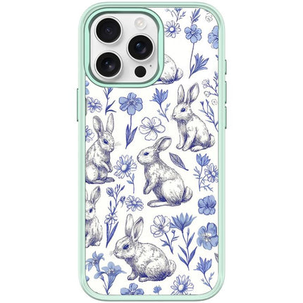 Adorable Sketch Rabbit Pattern Magnetic Phone Case, For iPhone 15 Pro Max, For iPhone 15 Pro