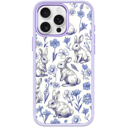 Adorable Sketch Rabbit Pattern Magnetic Phone Case, For iPhone 15 Pro Max, For iPhone 15 Pro