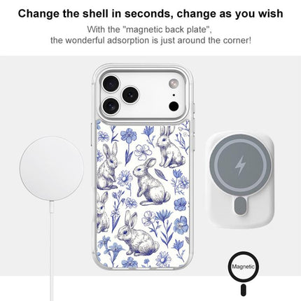 Adorable Sketch Rabbit Pattern Magnetic Phone Case, For iPhone 15 Pro Max, For iPhone 15 Pro