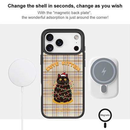 Christmas Cat Pattern Magnetic Phone Case, For iPhone 15 Pro Max, For iPhone 15 Pro