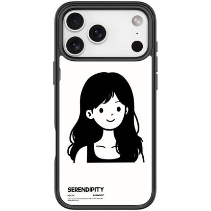 Sketching Style Curly Haired Girl Pattern Magnetic Phone Case, For iPhone 17 Pro Max, For iPhone 17 Pro, For iPhone 17, For iPhone Air
