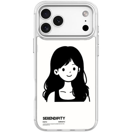 Sketching Style Curly Haired Girl Pattern Magnetic Phone Case, For iPhone 17 Pro Max, For iPhone 17 Pro, For iPhone 17, For iPhone Air