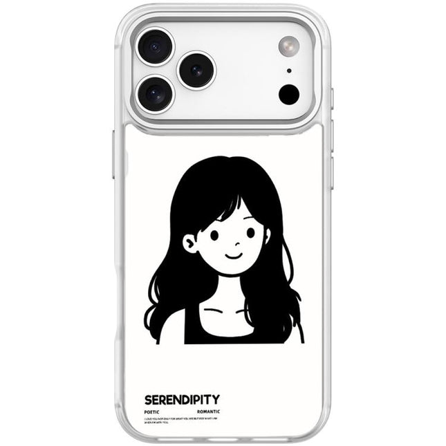 Sketching Style Curly Haired Girl Pattern Magnetic Phone Case, For iPhone 17 Pro Max, For iPhone 17 Pro, For iPhone 17, For iPhone Air